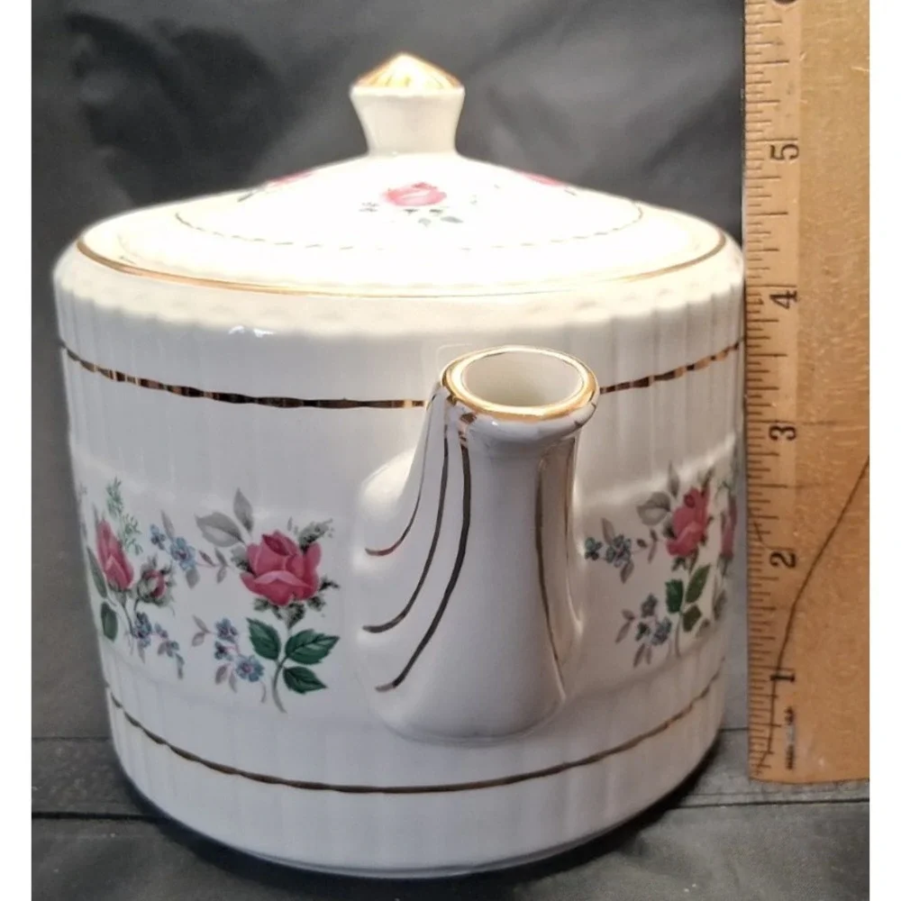 Vintage Ellgreave Wood & Sons Teapot with Rose Bud Design